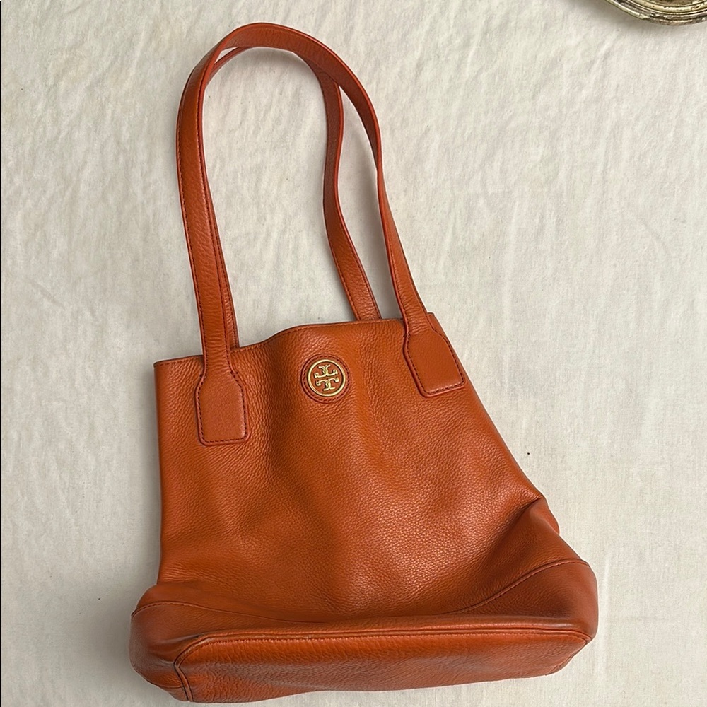 Tory Burch Robinson Orange Pebble Leather Bag